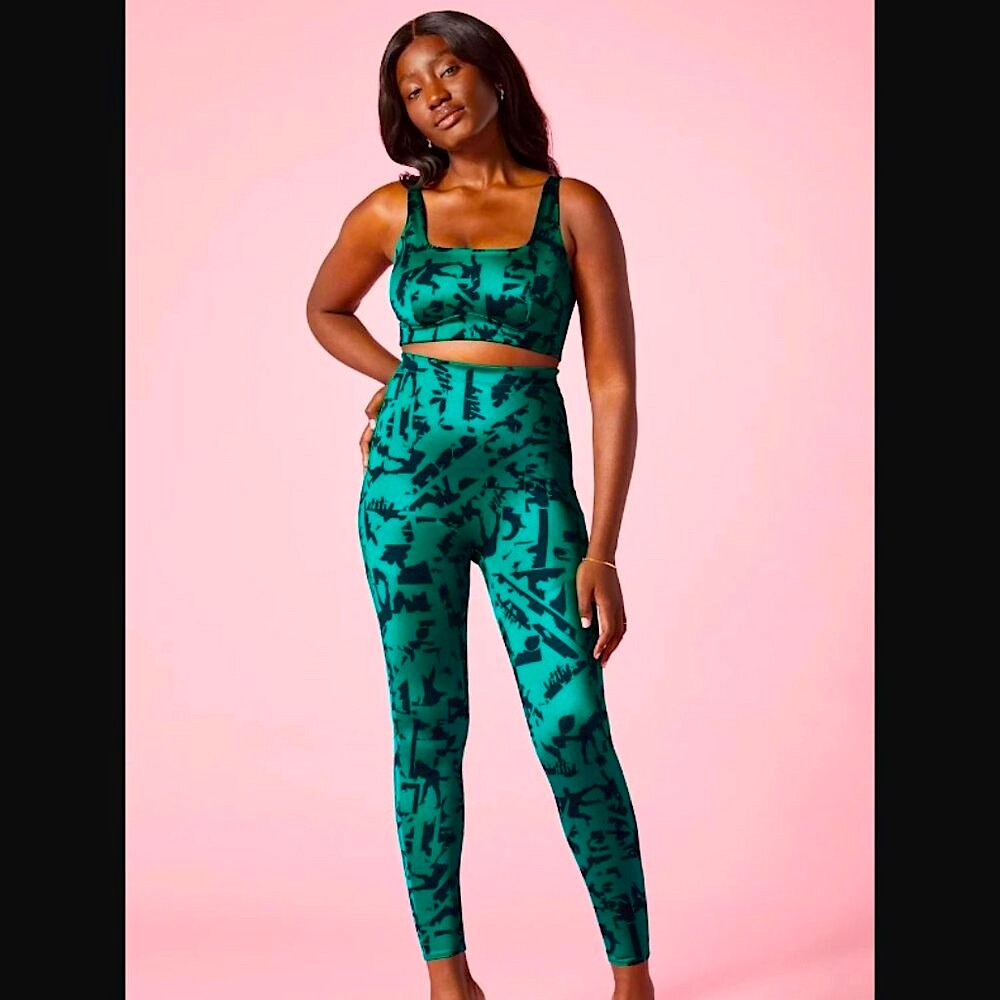 NWT YITTY High Waist Shaping/Firming Shine Legging All Over Print Booty Lifting